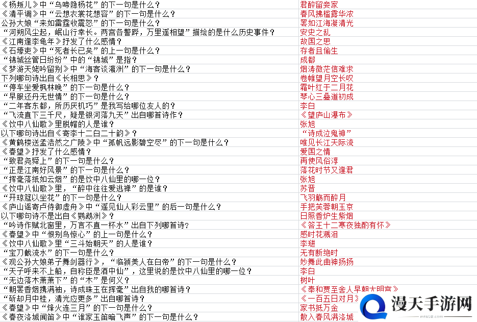 墨魂杜甫联诗题库答案大全 杜甫联诗攻略汇总